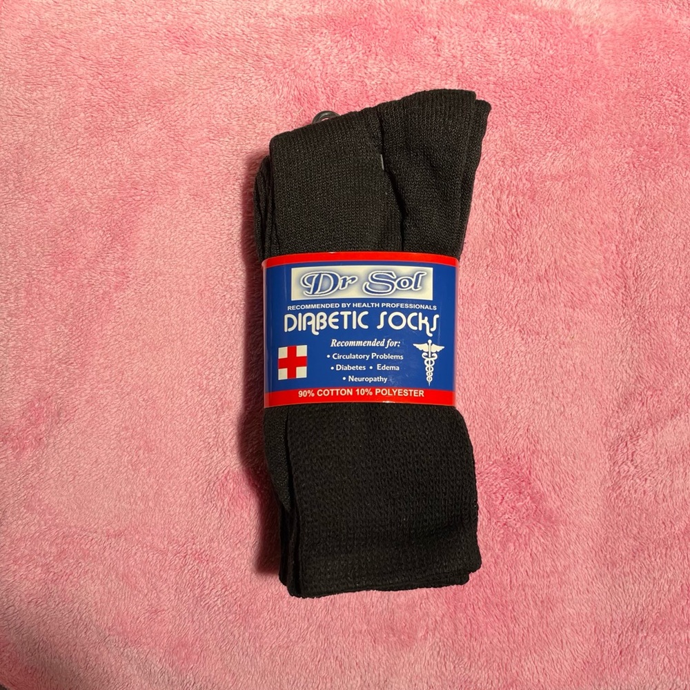 Dr Sol Women’s Black Diabetic Socks 3 PR NWT (9-11)